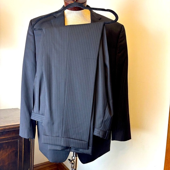 Ralph Lauren Pinstripe Suit Set Wool 2-Button Blazer 48 L Pants 36x32.5‎ NWOT - Picture 1 of 16
